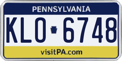 PA license plate KLO6748