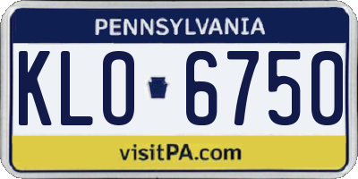 PA license plate KLO6750