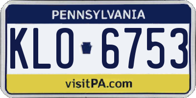 PA license plate KLO6753