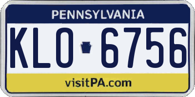 PA license plate KLO6756