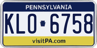 PA license plate KLO6758