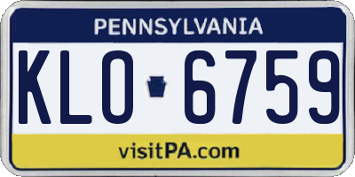 PA license plate KLO6759
