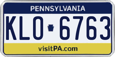 PA license plate KLO6763