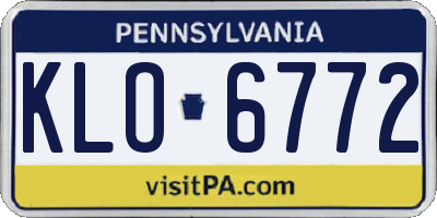 PA license plate KLO6772