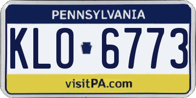 PA license plate KLO6773