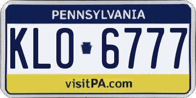 PA license plate KLO6777