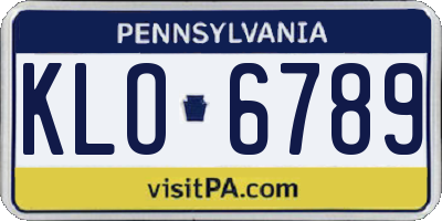 PA license plate KLO6789