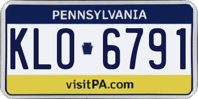 PA license plate KLO6791