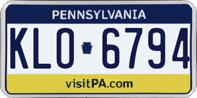 PA license plate KLO6794