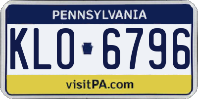 PA license plate KLO6796