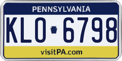 PA license plate KLO6798