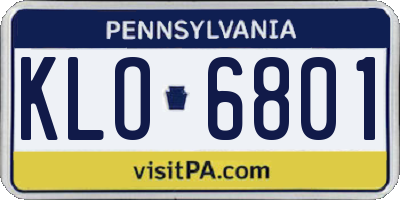 PA license plate KLO6801