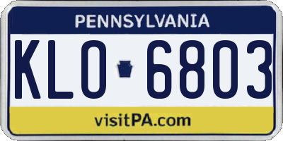 PA license plate KLO6803