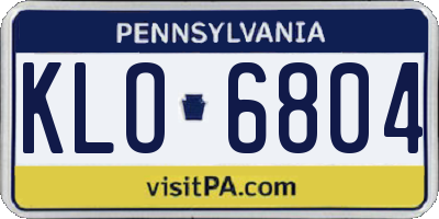 PA license plate KLO6804