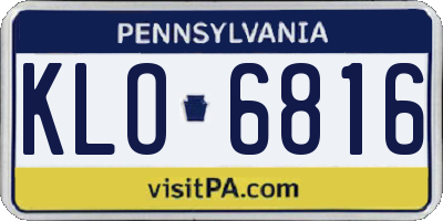 PA license plate KLO6816