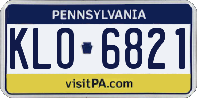 PA license plate KLO6821