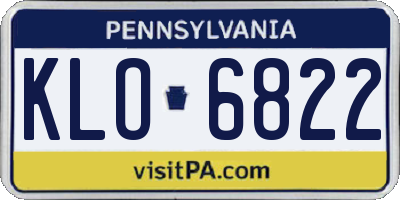 PA license plate KLO6822