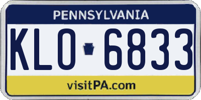 PA license plate KLO6833