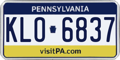 PA license plate KLO6837
