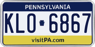 PA license plate KLO6867