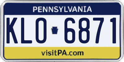 PA license plate KLO6871