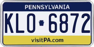 PA license plate KLO6872
