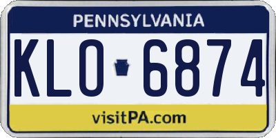 PA license plate KLO6874