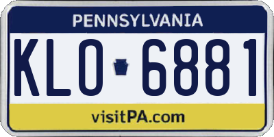 PA license plate KLO6881