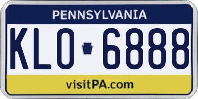 PA license plate KLO6888