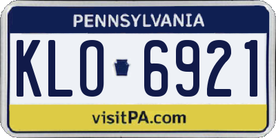 PA license plate KLO6921