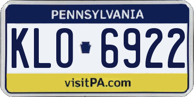 PA license plate KLO6922