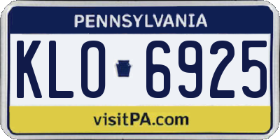 PA license plate KLO6925