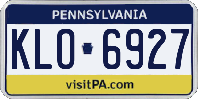 PA license plate KLO6927