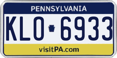 PA license plate KLO6933