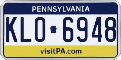 PA license plate KLO6948