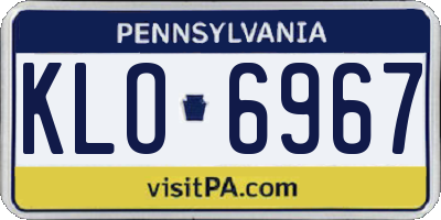 PA license plate KLO6967