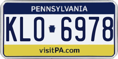 PA license plate KLO6978