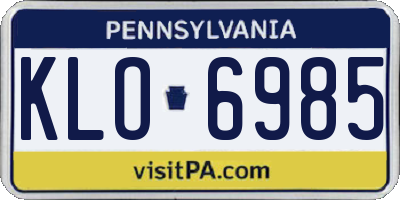 PA license plate KLO6985