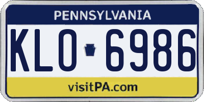 PA license plate KLO6986