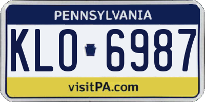 PA license plate KLO6987