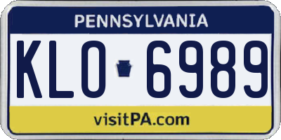 PA license plate KLO6989