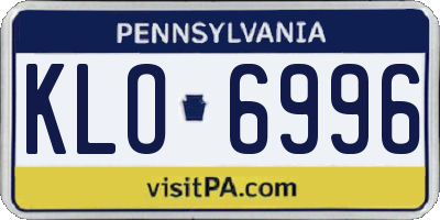 PA license plate KLO6996