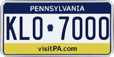 PA license plate KLO7000