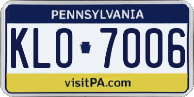 PA license plate KLO7006