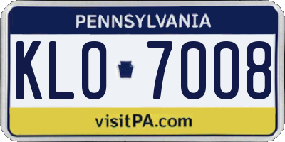 PA license plate KLO7008