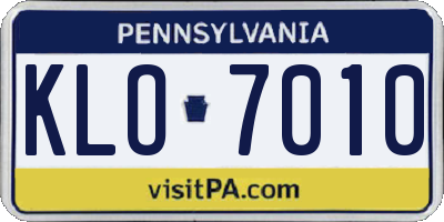 PA license plate KLO7010