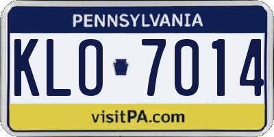 PA license plate KLO7014