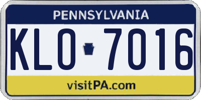 PA license plate KLO7016