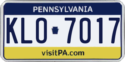 PA license plate KLO7017