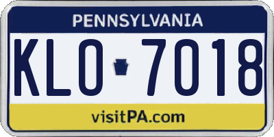 PA license plate KLO7018